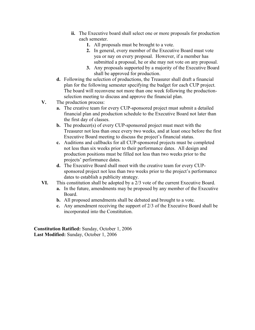 Constitution for the Columbia University Players (DRAFT)