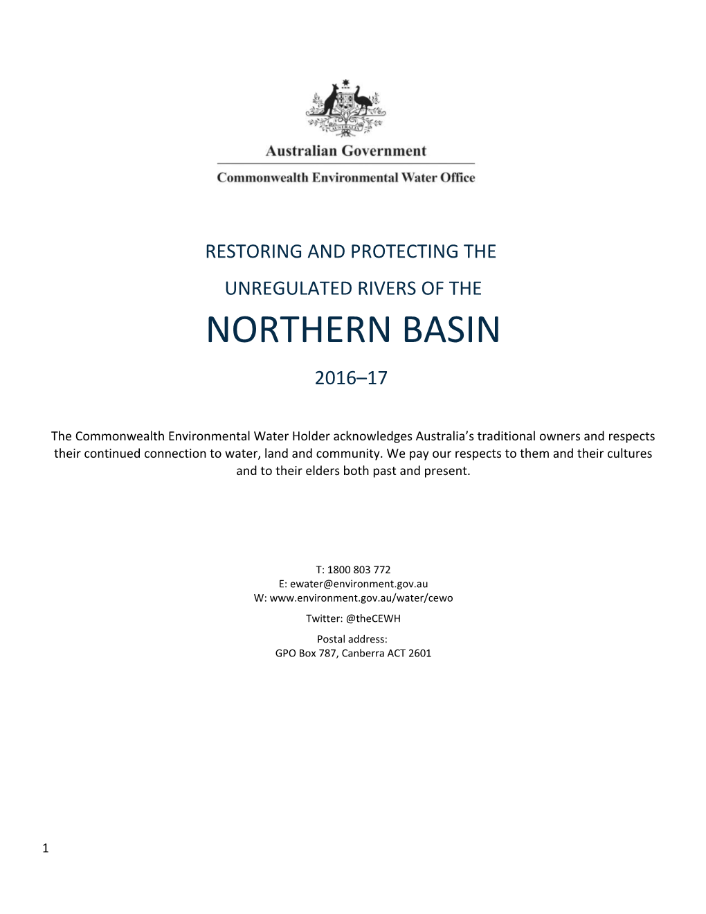 Restoring and Protecting the Unregulated Rivers of the Northern Basin 2016-17