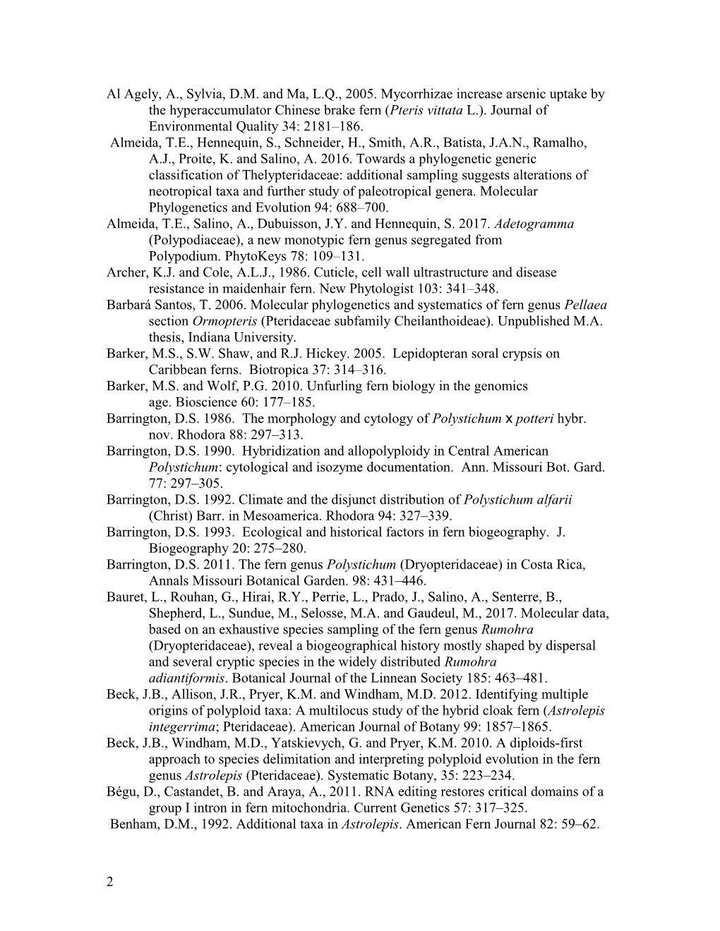 PLANT BIOLOGY 209 BIBLIOGRAPHY for 2008