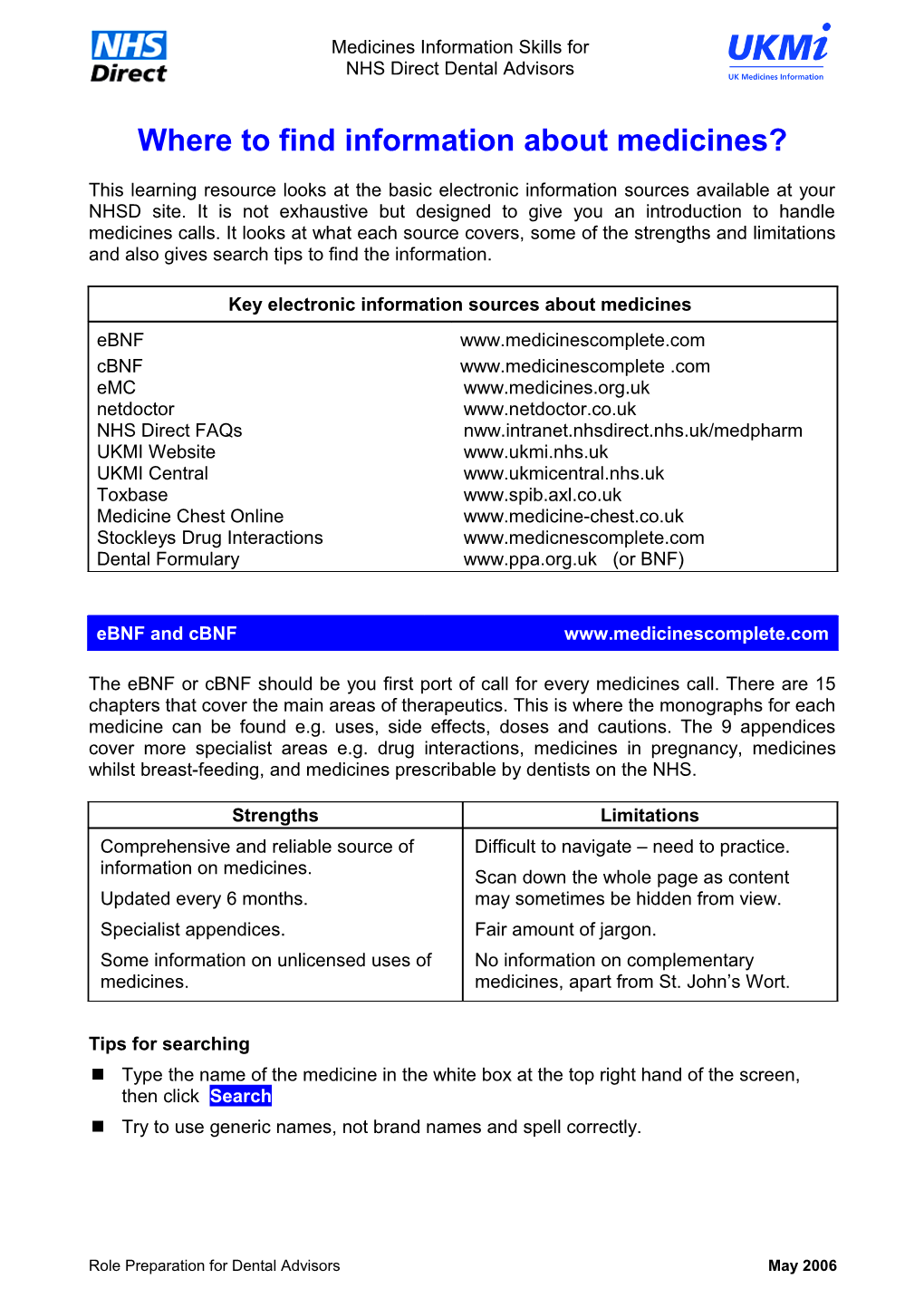 Where to Find Information About Medicines