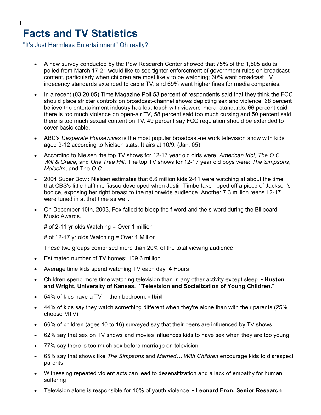 Facts and TV Statistics