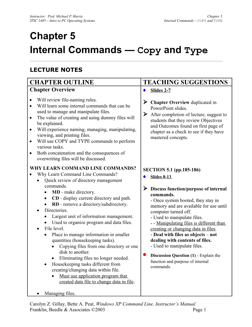 Ch 5 Internal Commands: Copy and Type