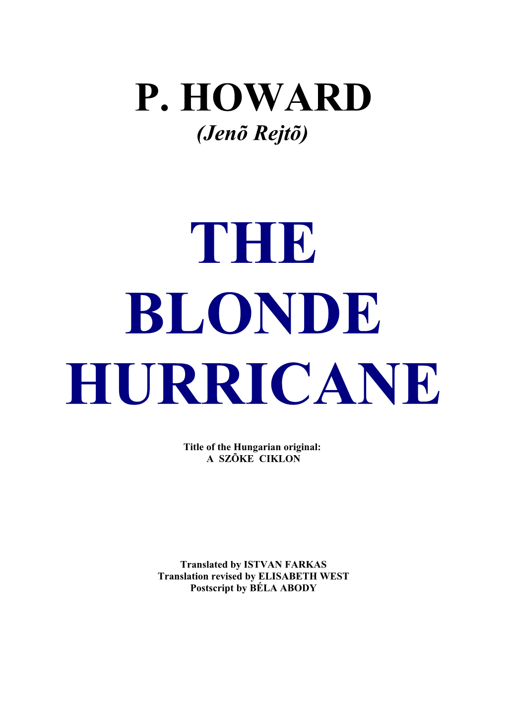 The Blonde Hurricane