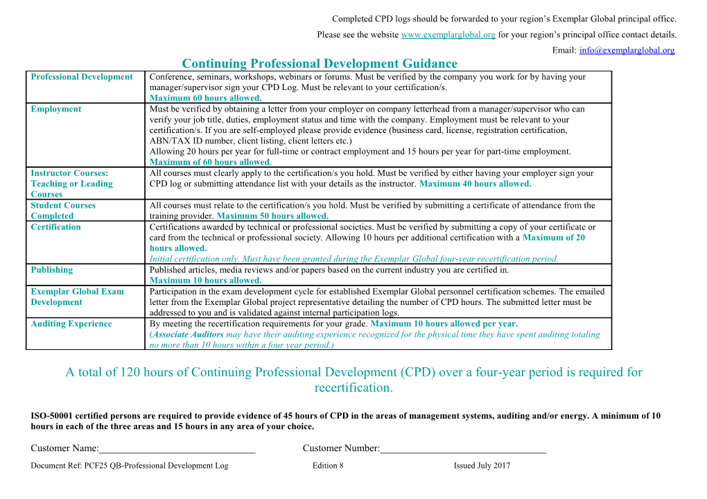 Continuing Professional Development Guidance