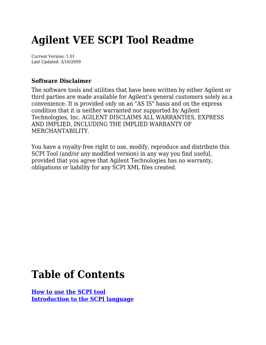 Agilent VEE SCPI Tool Readme