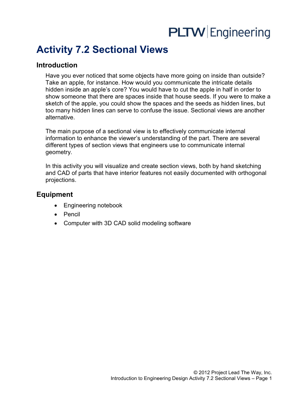 Activity 7.2 Sectional Views
