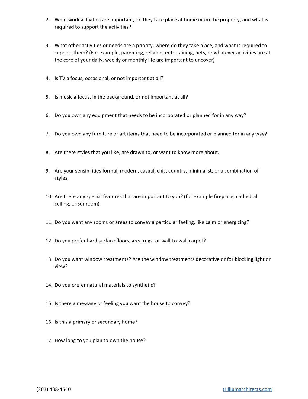 The Pre-Design Questionnaire