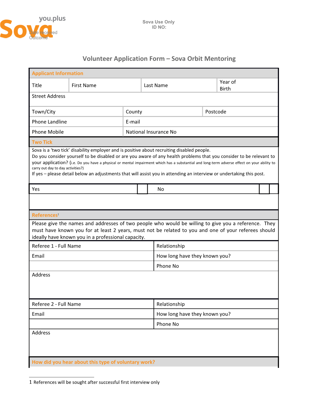 Volunteer Application Form Yhop