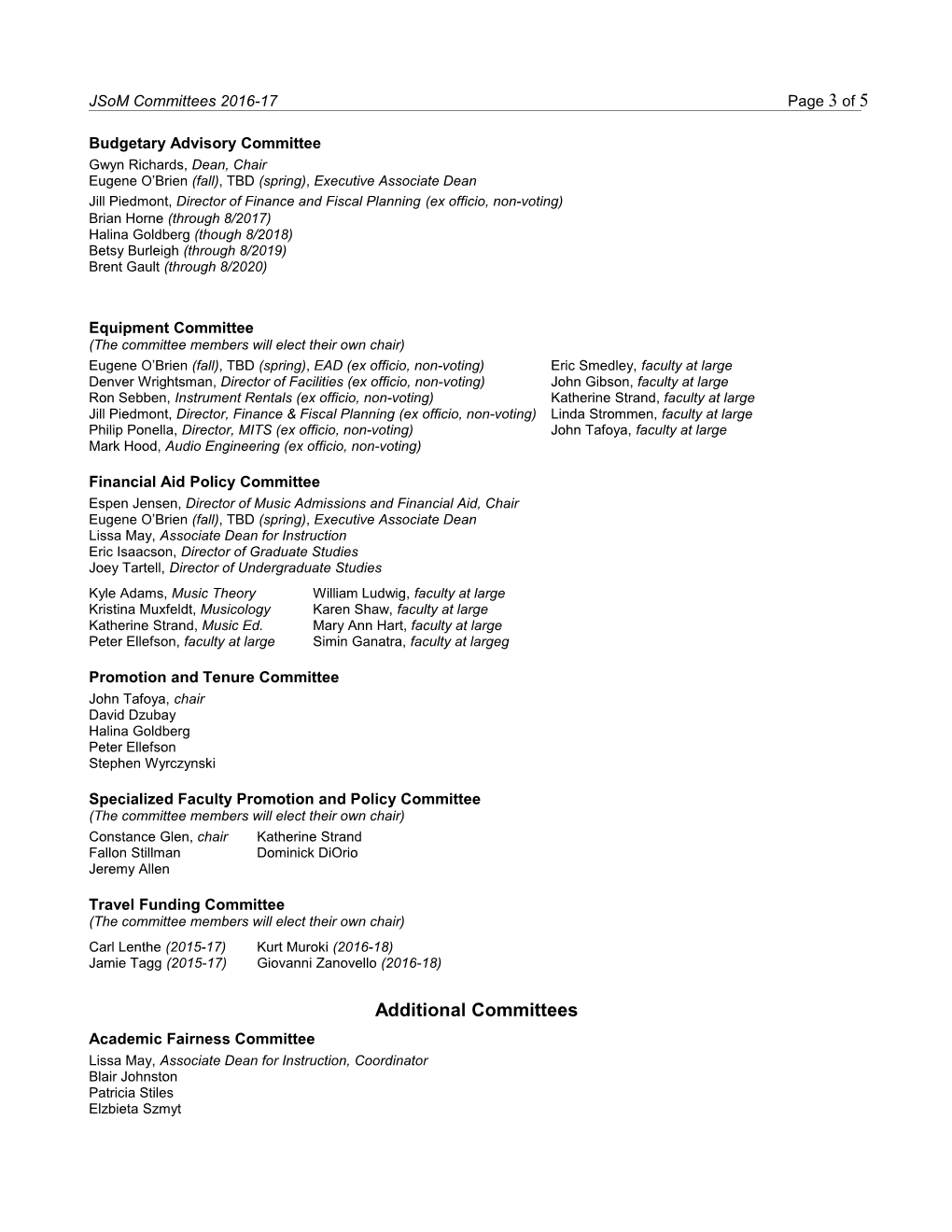 Jsom Committees 2016-17 Page 1 of 5