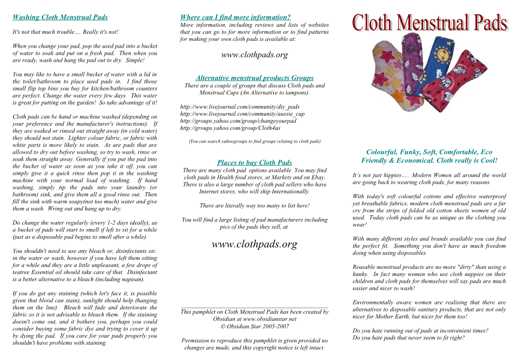 Cloth Menstrual Pads