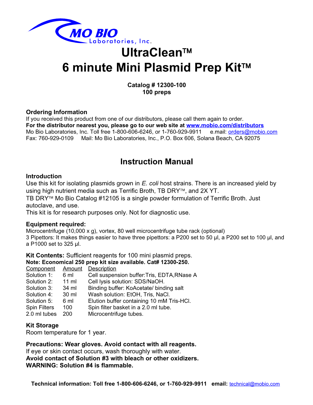 6 Minute Mini Plasmid Prep Kit