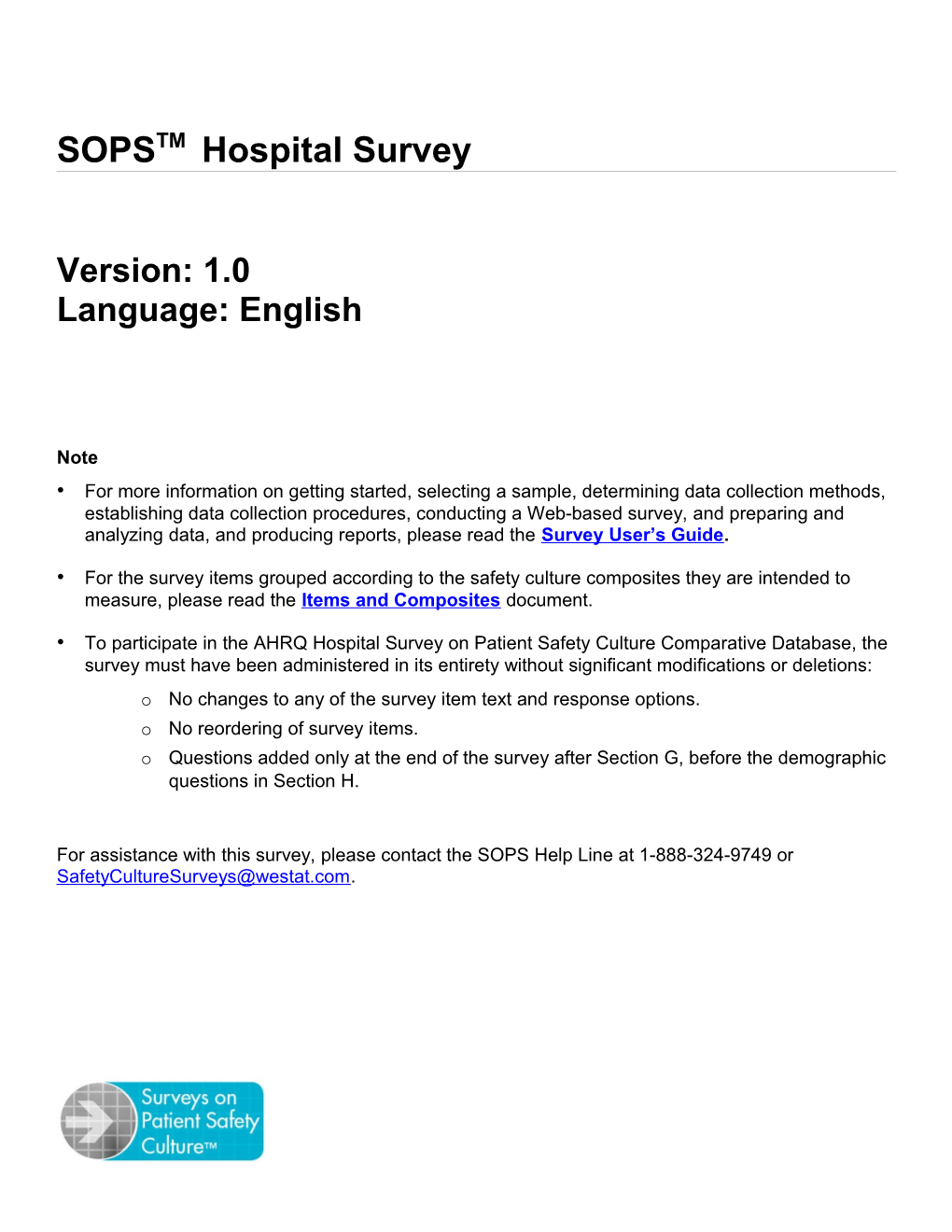 Hospital Survey on Patient Safety