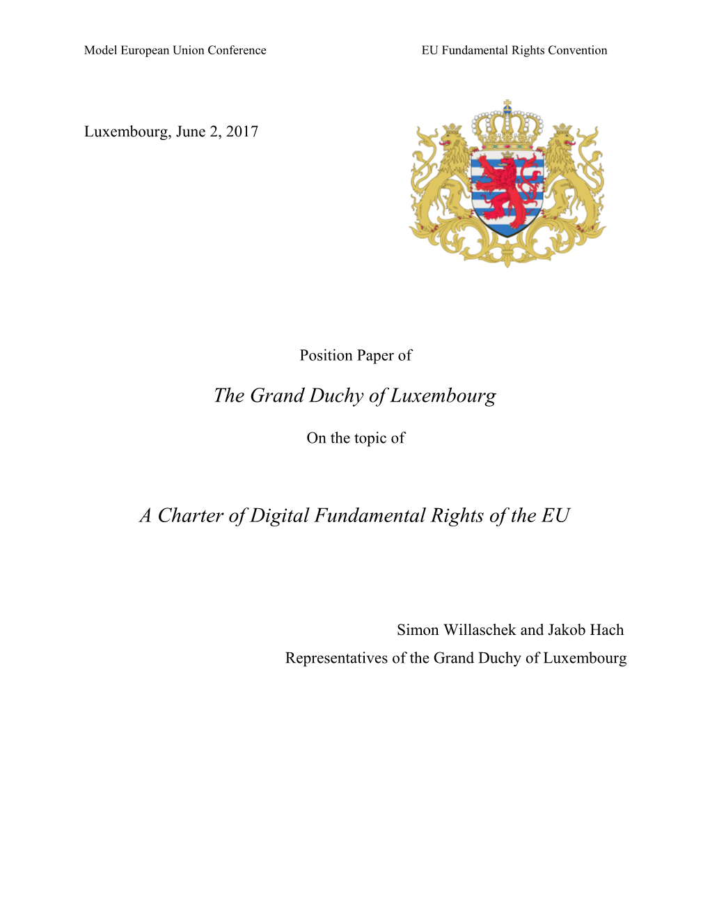 Model European Union Conferenceeu Fundamental Rights Convention