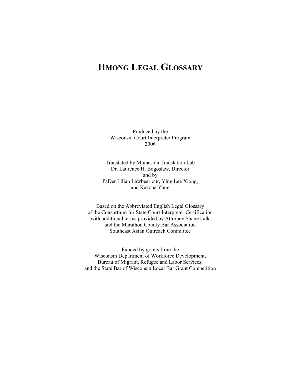 Hmong Legal Glossary