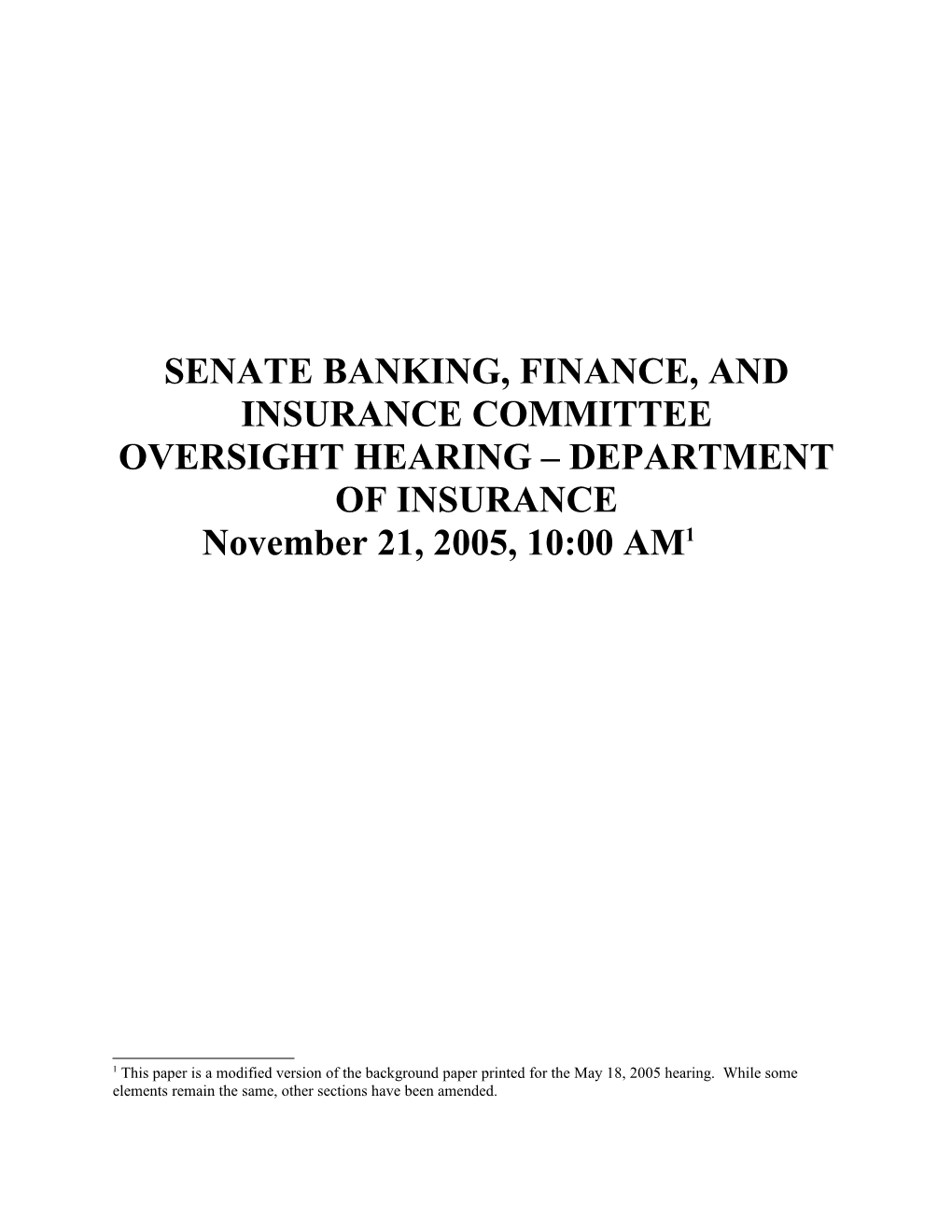 Senate Banking, Finance, and Insurance Committee