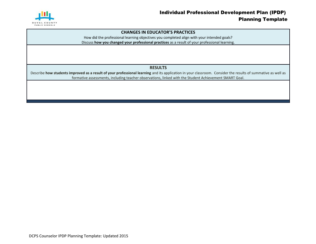 DCPS Counselor IPDP Planning Template: Updated 2015
