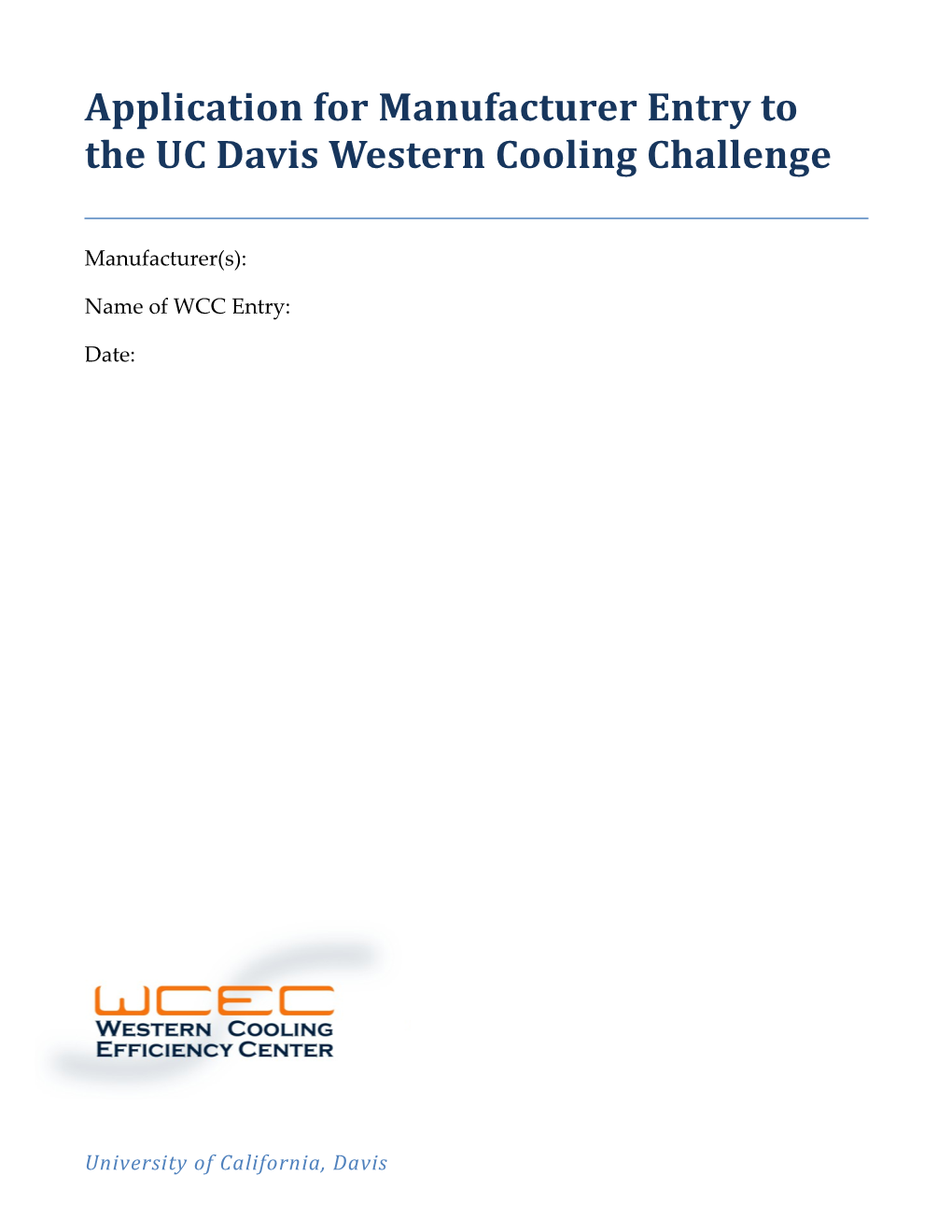 Western Cooling Efficiency Center Water Initiative Outline