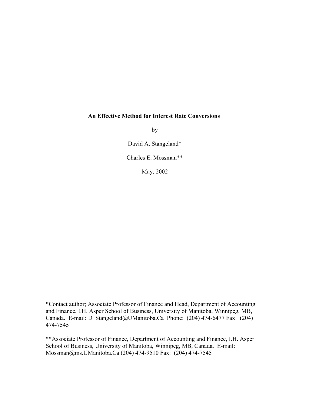 An Effective Method for Teaching and Understanding Interest Rate Conversions