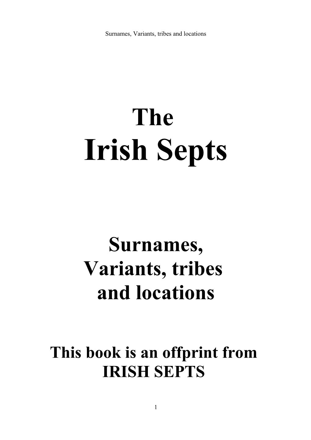 Surnames, Variants, Tribes and Locations