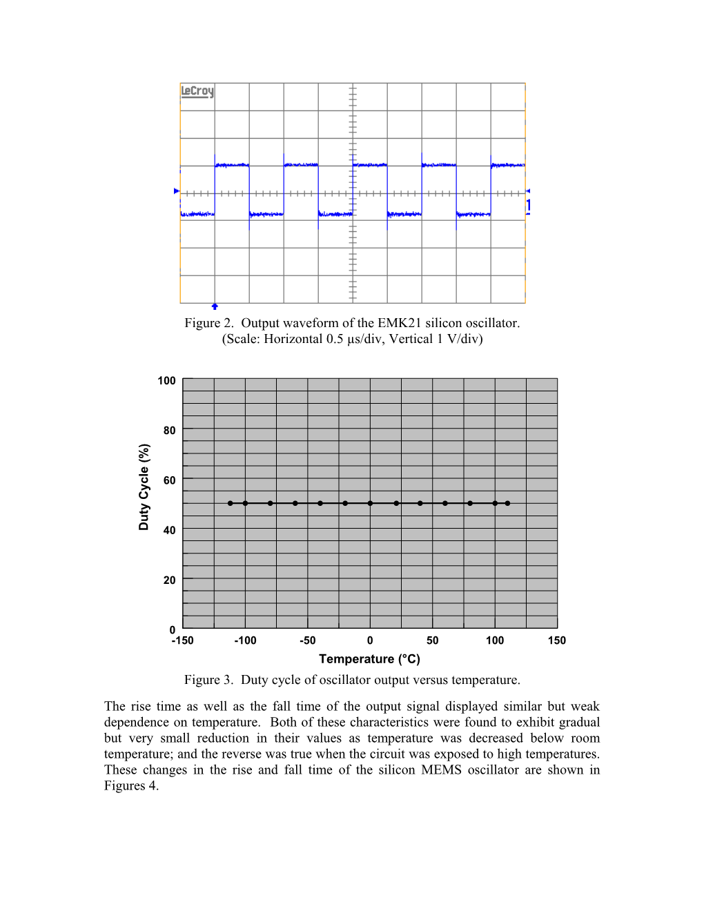 Assessment of Operation of EMK21 MEMS Silicon Oscillator Over Wide Temperature Range