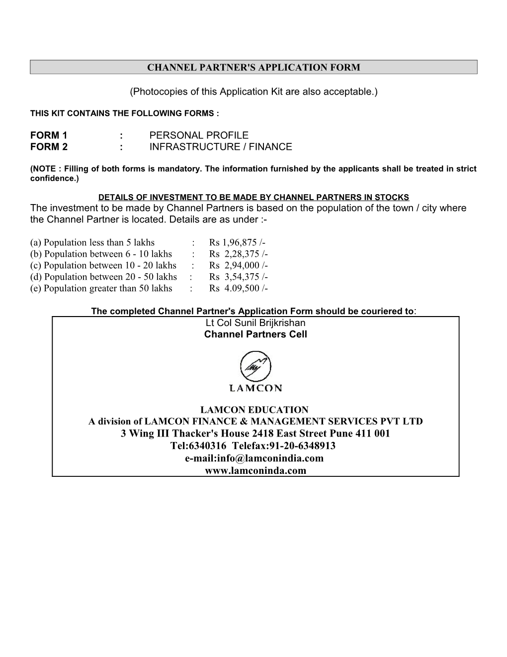 Channel Partner's Application Form