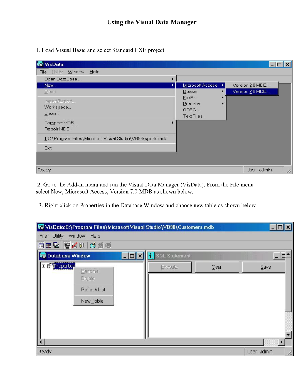 Using the Visual Data Manager