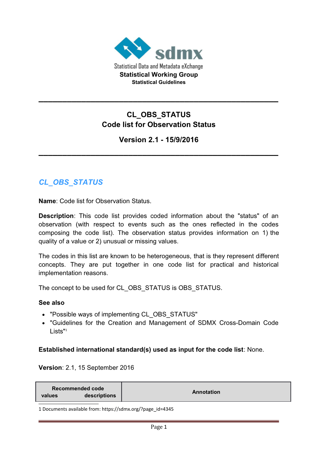 CL GENERIC CODE CL OBS STATUS Revision Post 08072013 Discussion