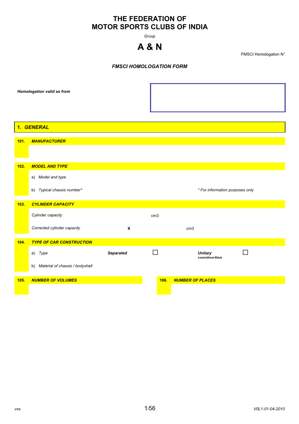 Fmsci Homologation Form