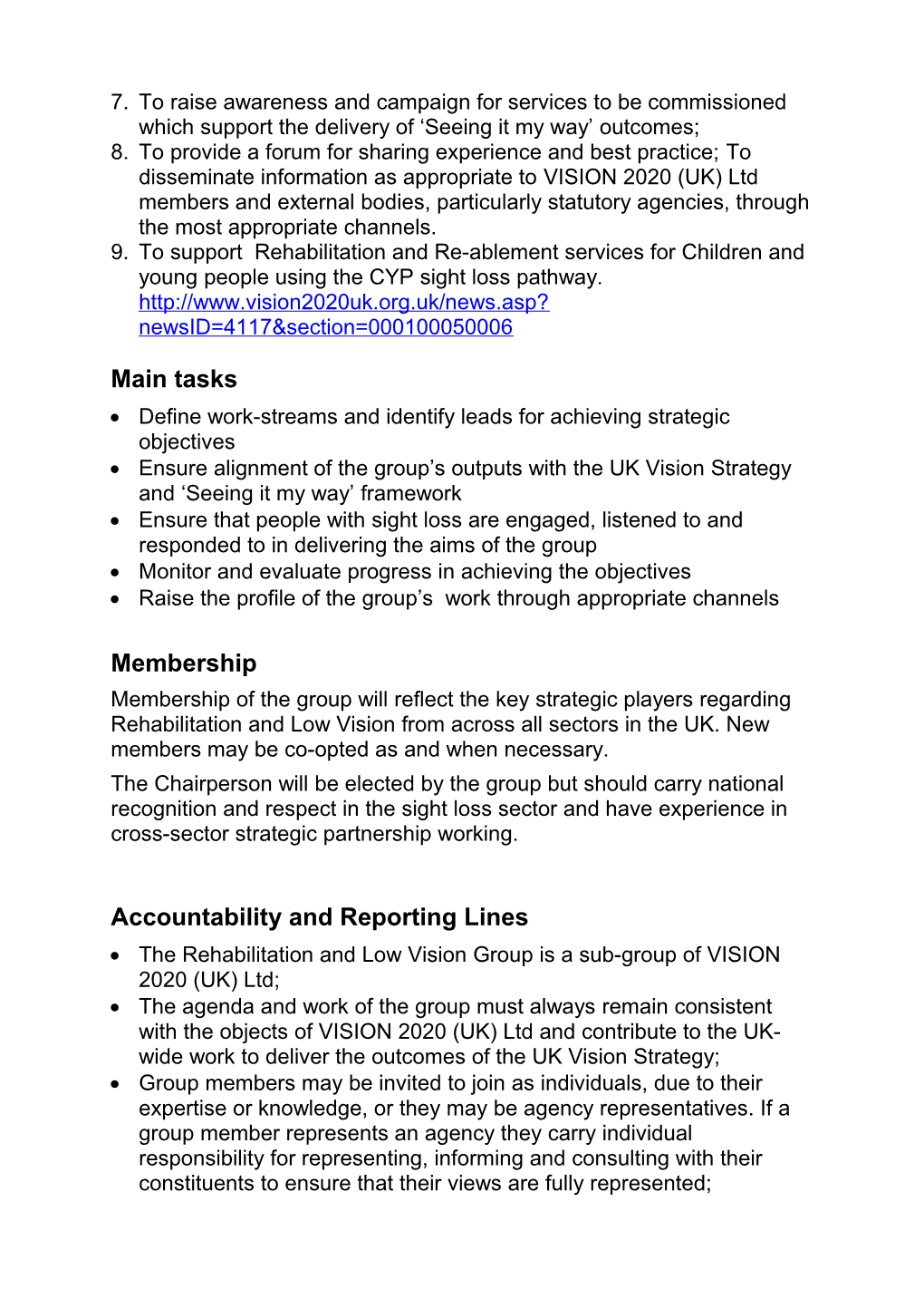 The UK Vision Strategy Advisory Group