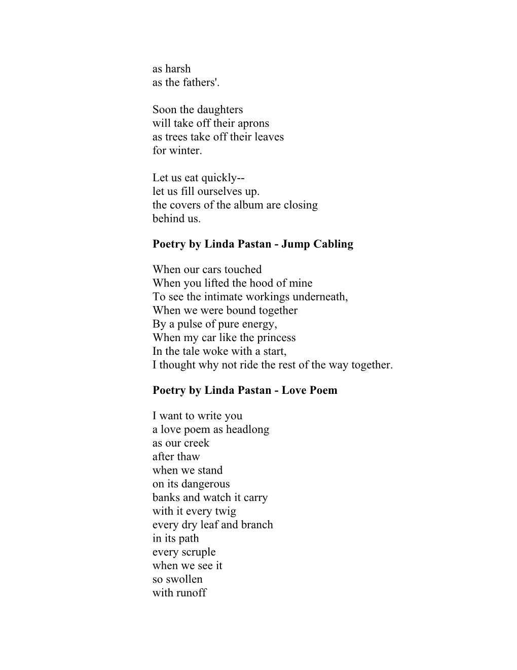 Poetry by Linda Pastan