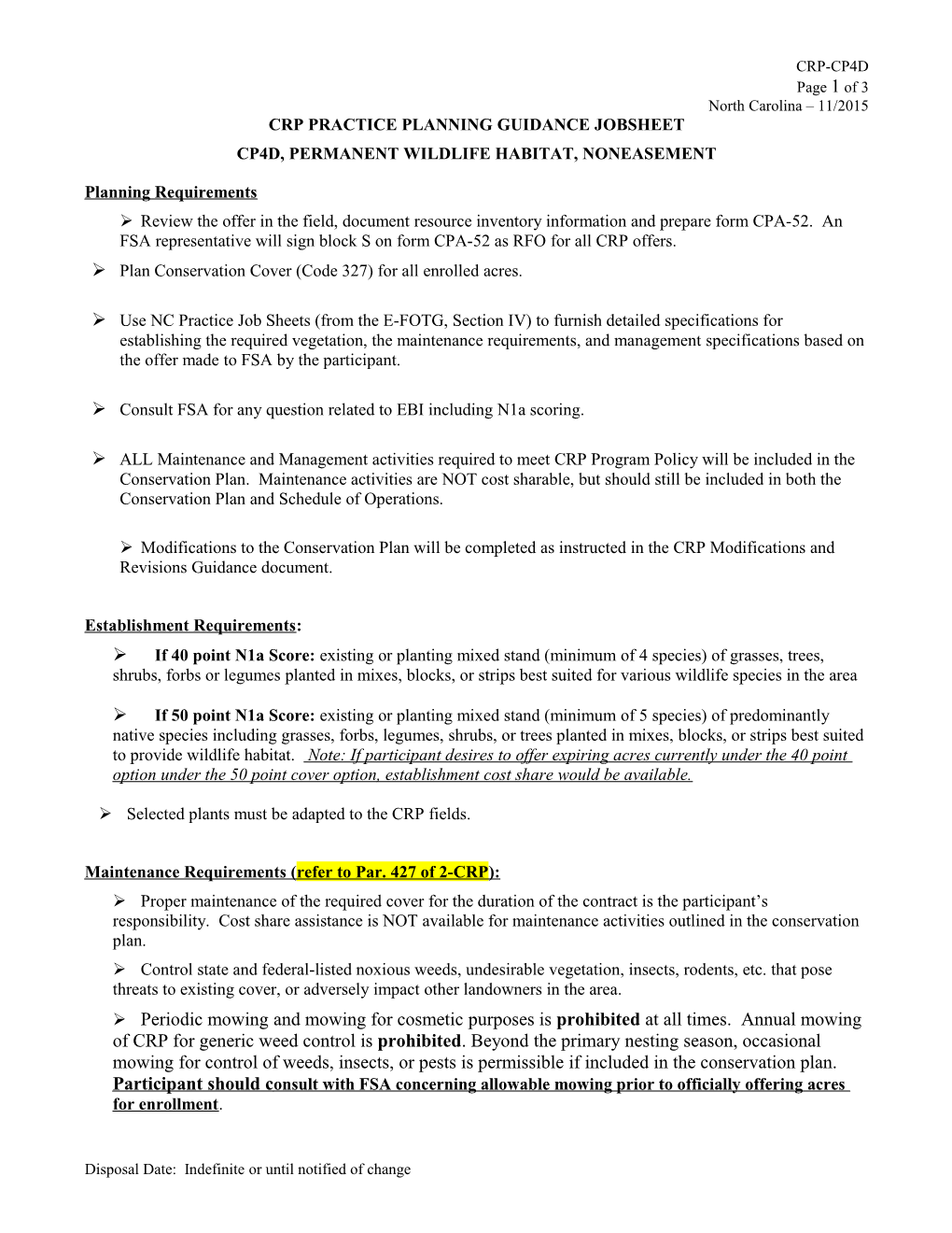 Crp Practice Planning Guidance Jobsheet