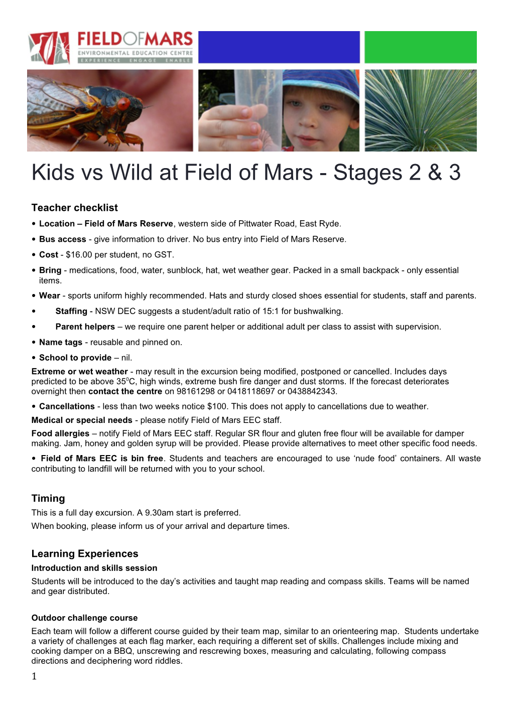 Kids Vs Wild at Field of Mars- Stages 2 & 3