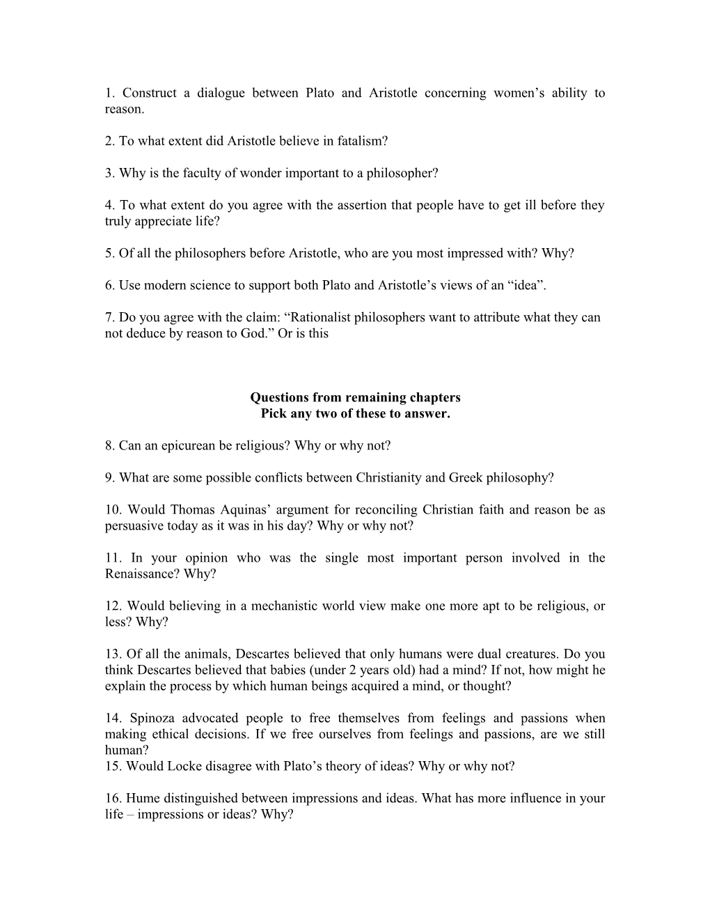 1. Construct a Dialogue Between Plato and Aristotle Concerning Women S Ability to Reason