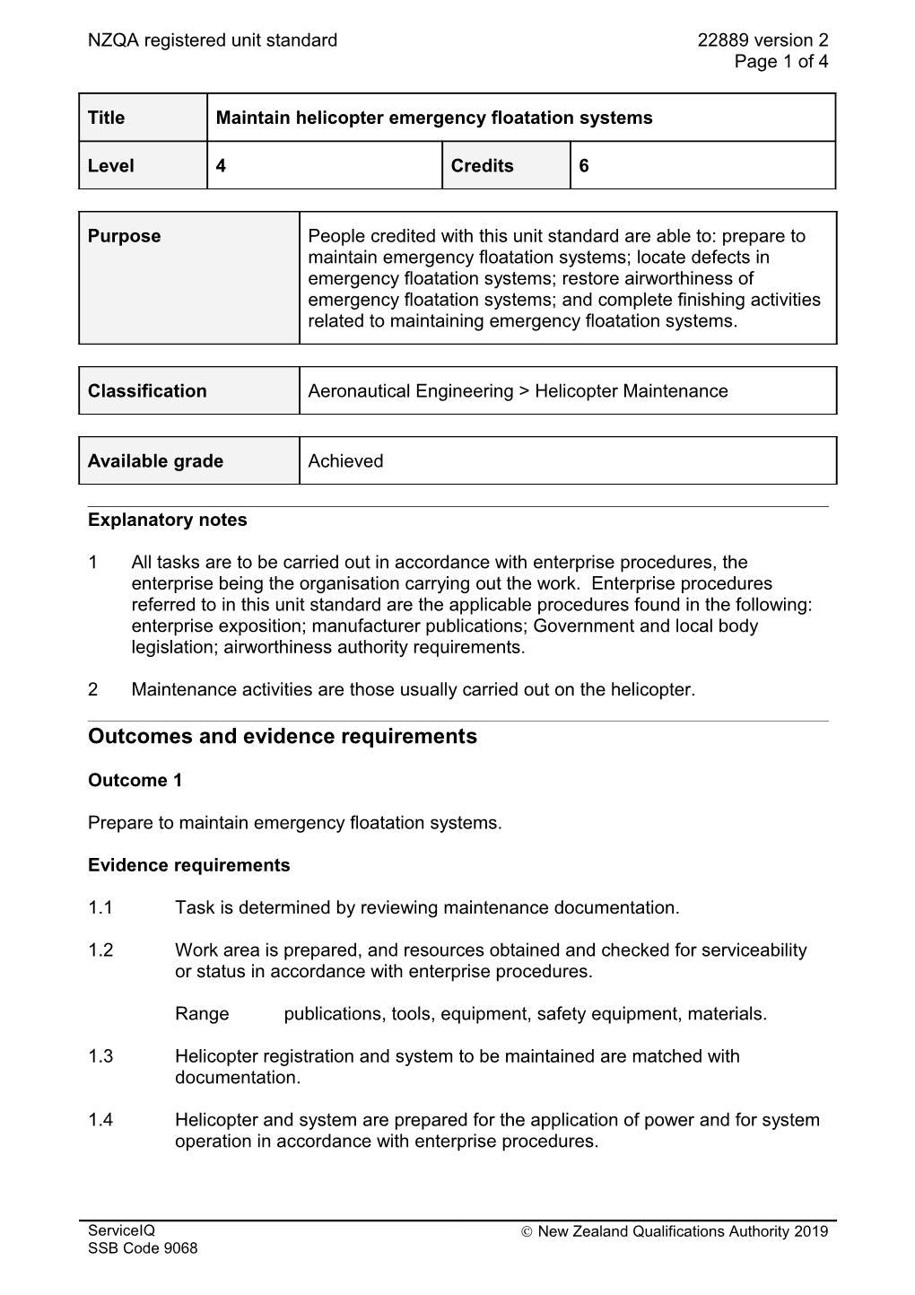 22889 Maintain Helicopter Emergency Floatation Systems