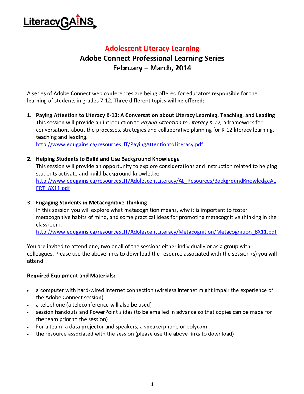 Adobe Connect Professional Learning Series