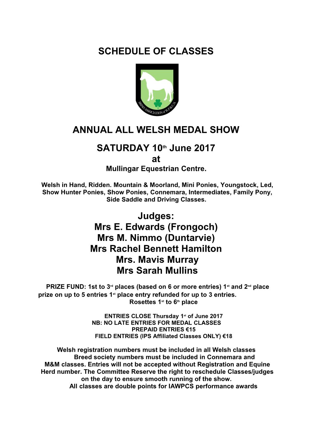 Annual Allwelsh Medal Show