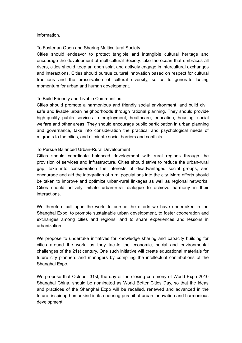 Full Text of Shanghai Declaration