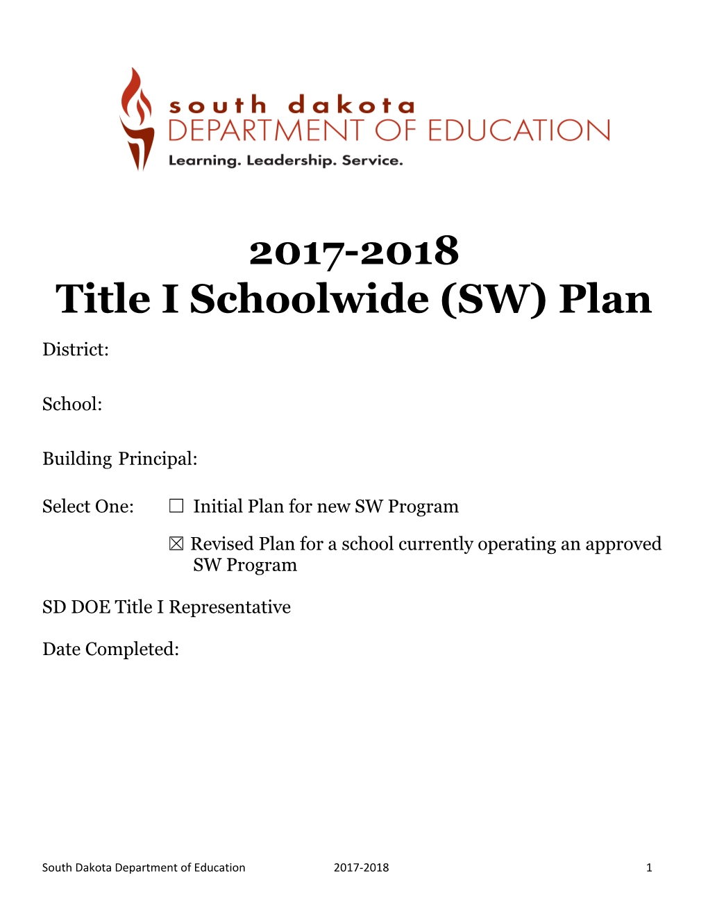 Title I Schoolwide (SW) Plan