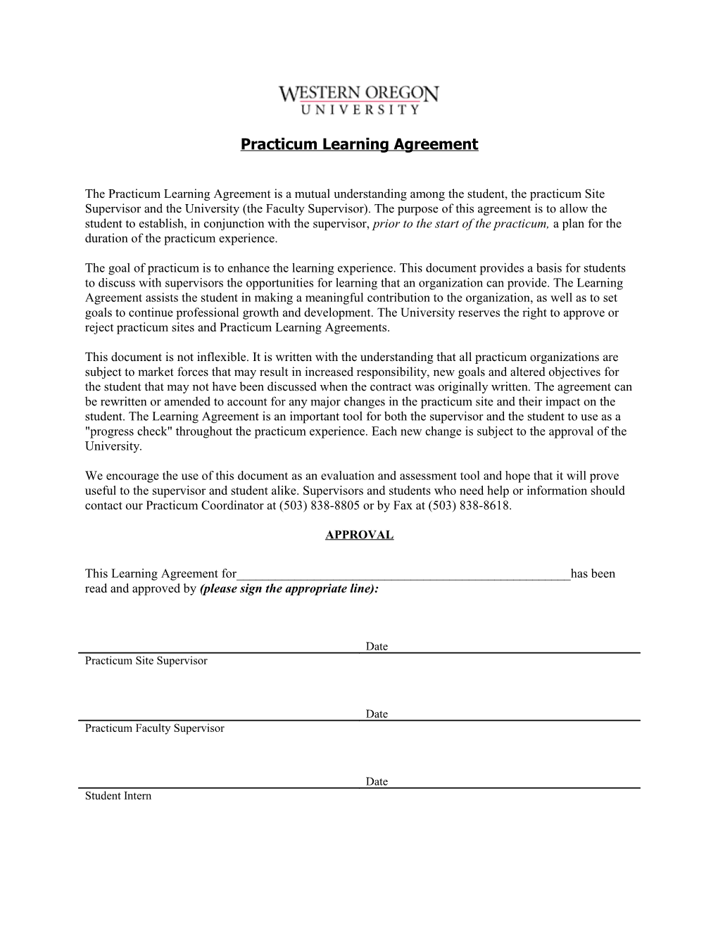 Practicum Learning Agreement