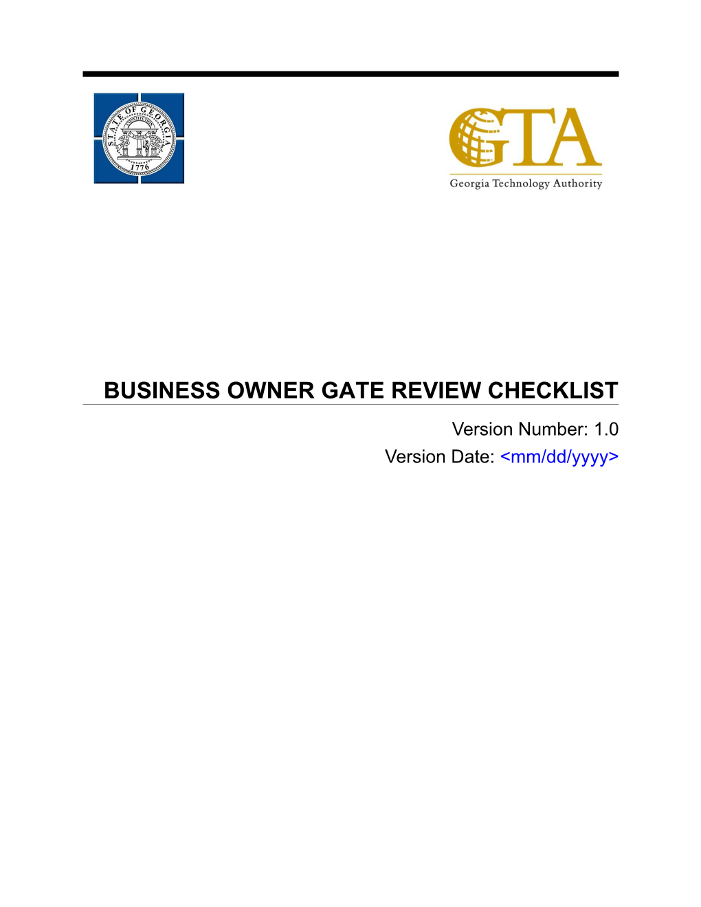 Business Owner Gate Review Checklist