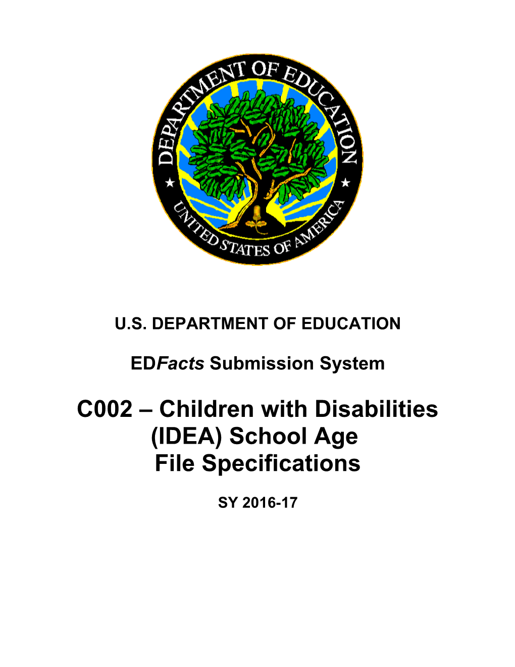 Children with Disabilities (IDEA) School Age File Specifications (Msword)