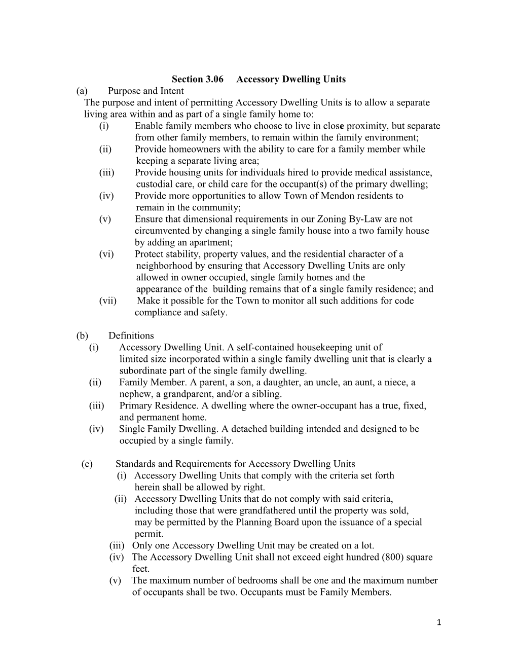 Section 3.06 Accessory Dwelling Units