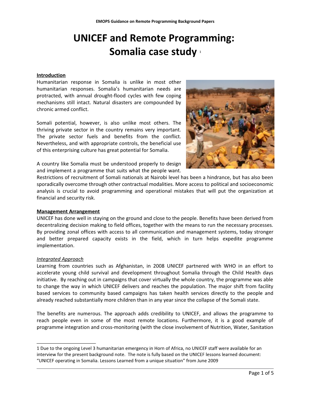 Summary of Experiences with Remote Programming in Somalia
