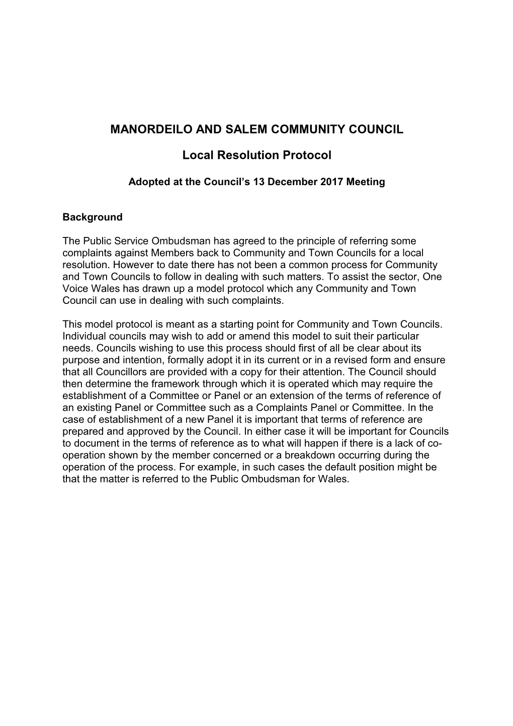 Manordeilo and Salem Community Council