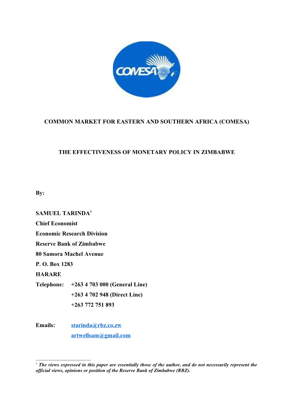 Common Market for Eastern and Southern Africa (Comesa)