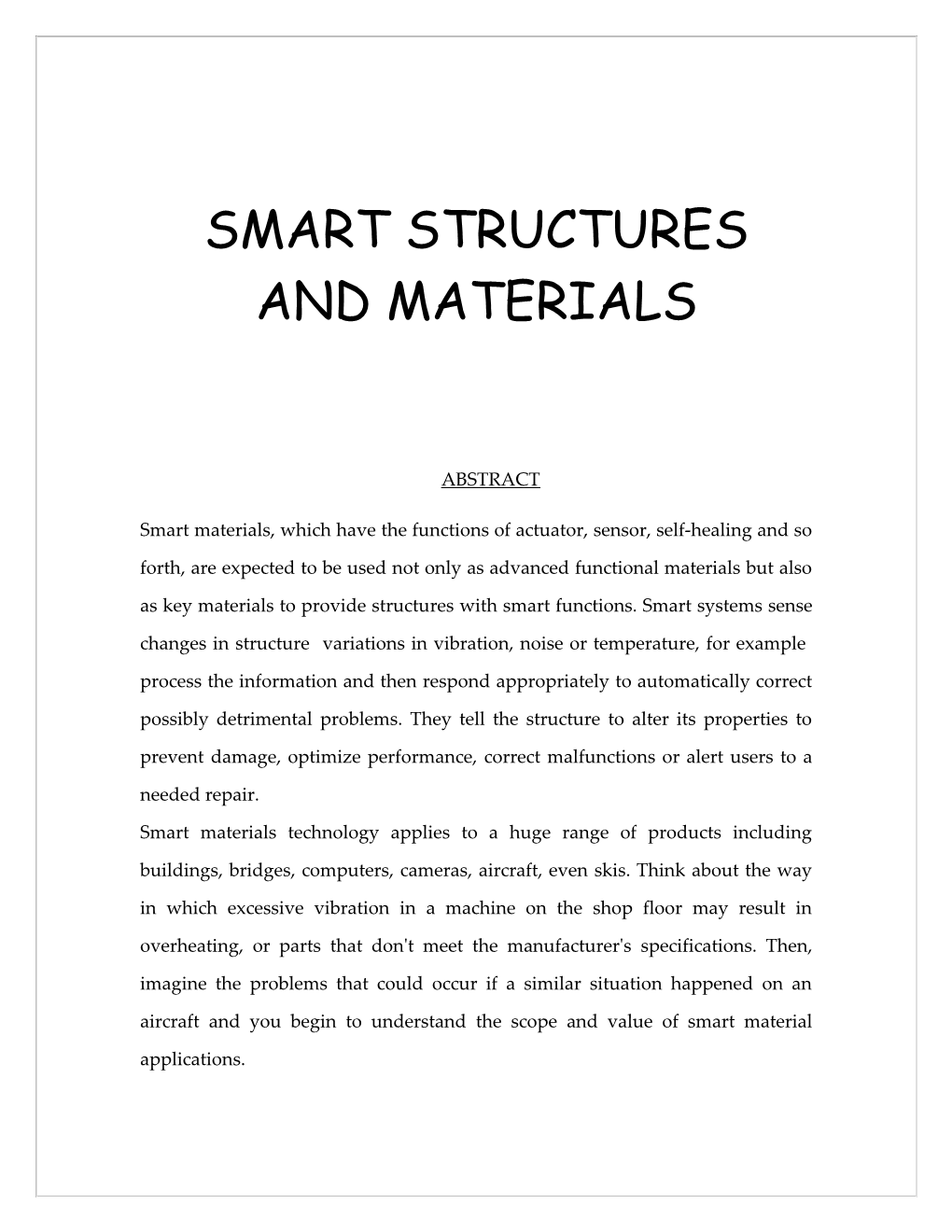 Smart Structures and Materils