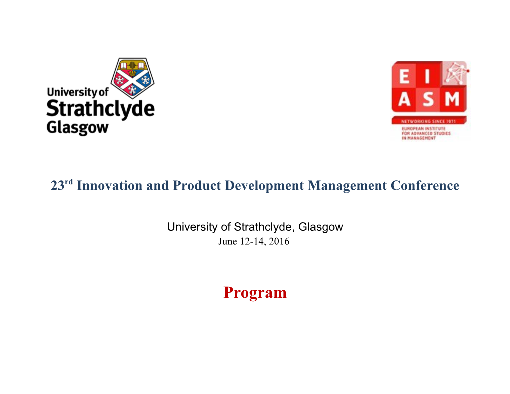 23Rd Innovation and Product Development Management Conference