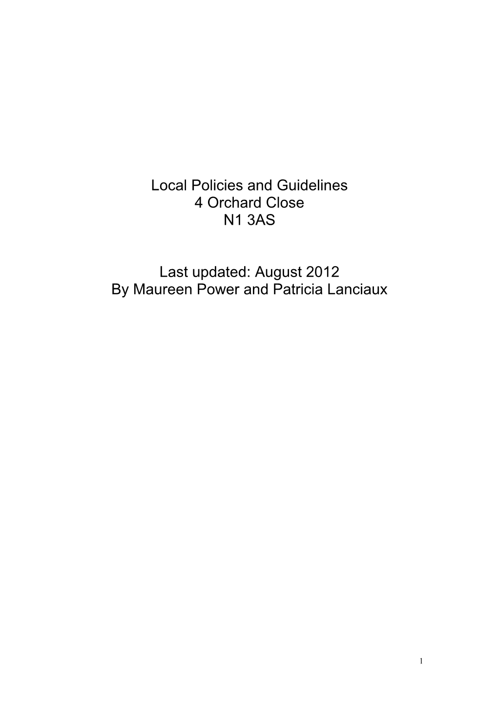 Local Policies and Guidelines