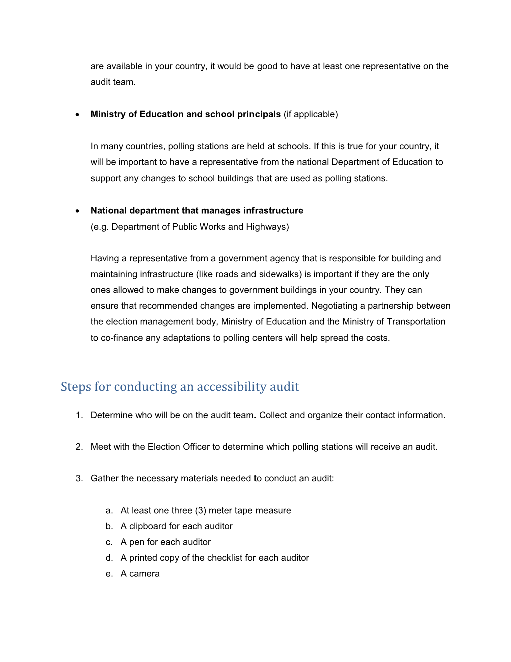 Checklist for Assessment of Polling Station Accessibility