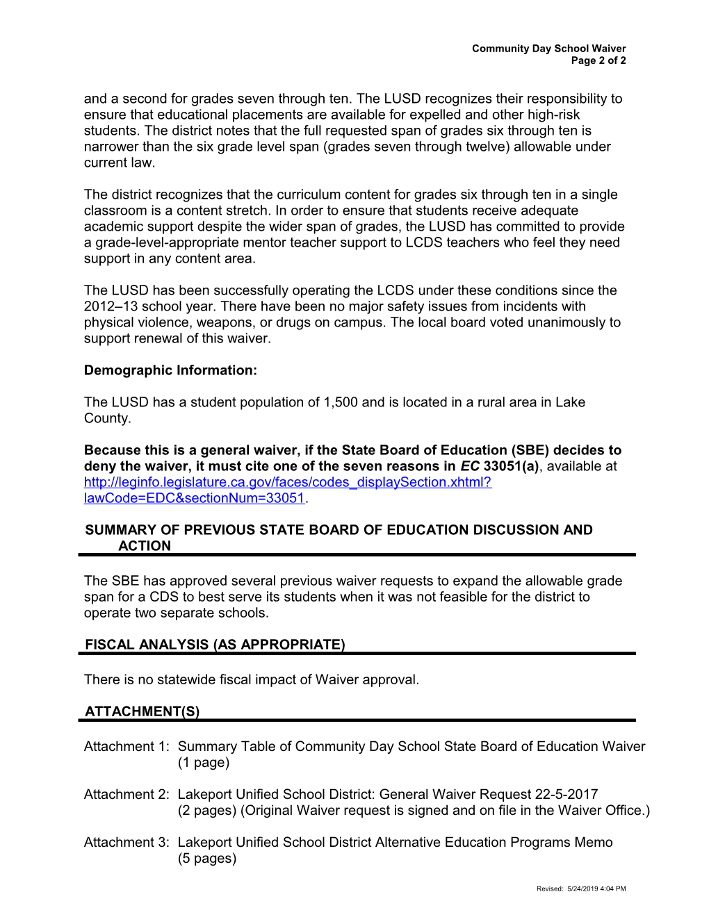 September 2017 Waiver Item W-04 - Meeting Agendas (CA State Board of Education)